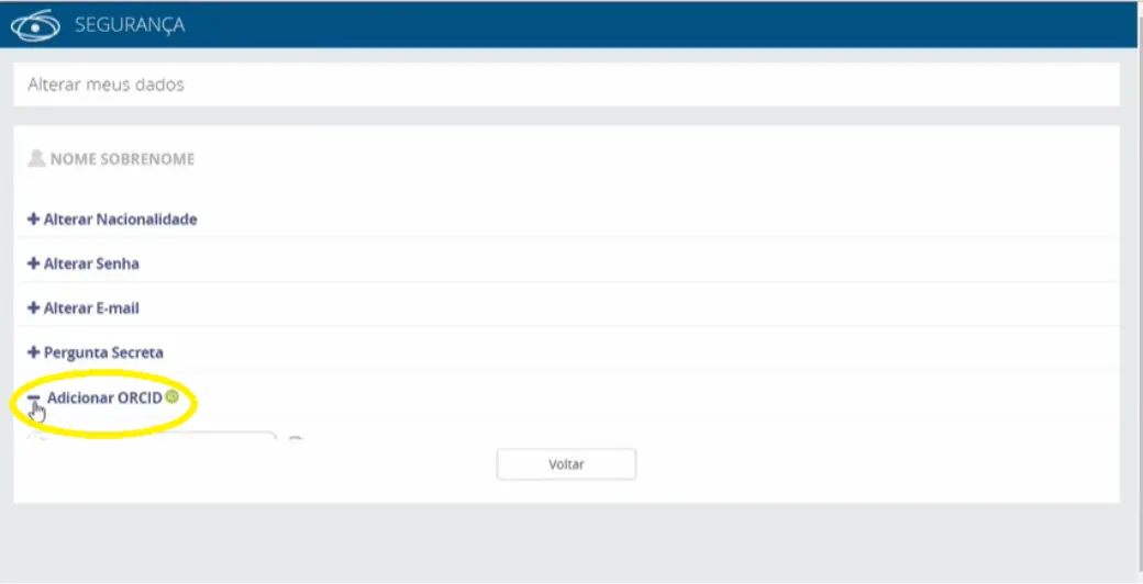 Adicionar ORCID Plataforma Sucupira
