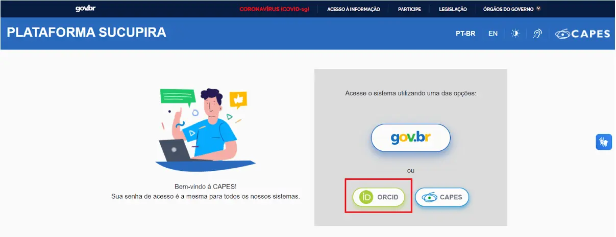 Entrar com o ORCID Plataforma Sucupira