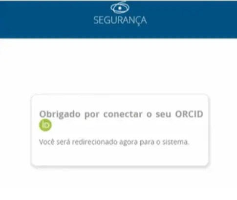 Mensagem redirecionamento ORCID