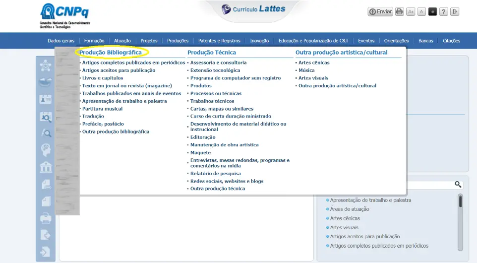 Produção Bibliográfica Currículo Lattes