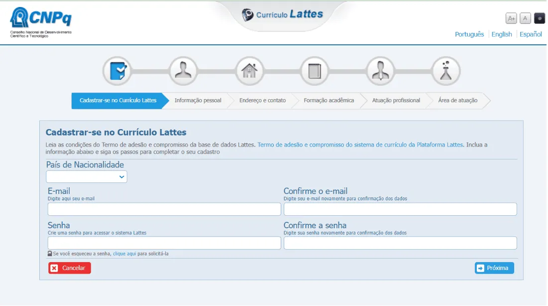 Cadrasto Plataforma Lattes